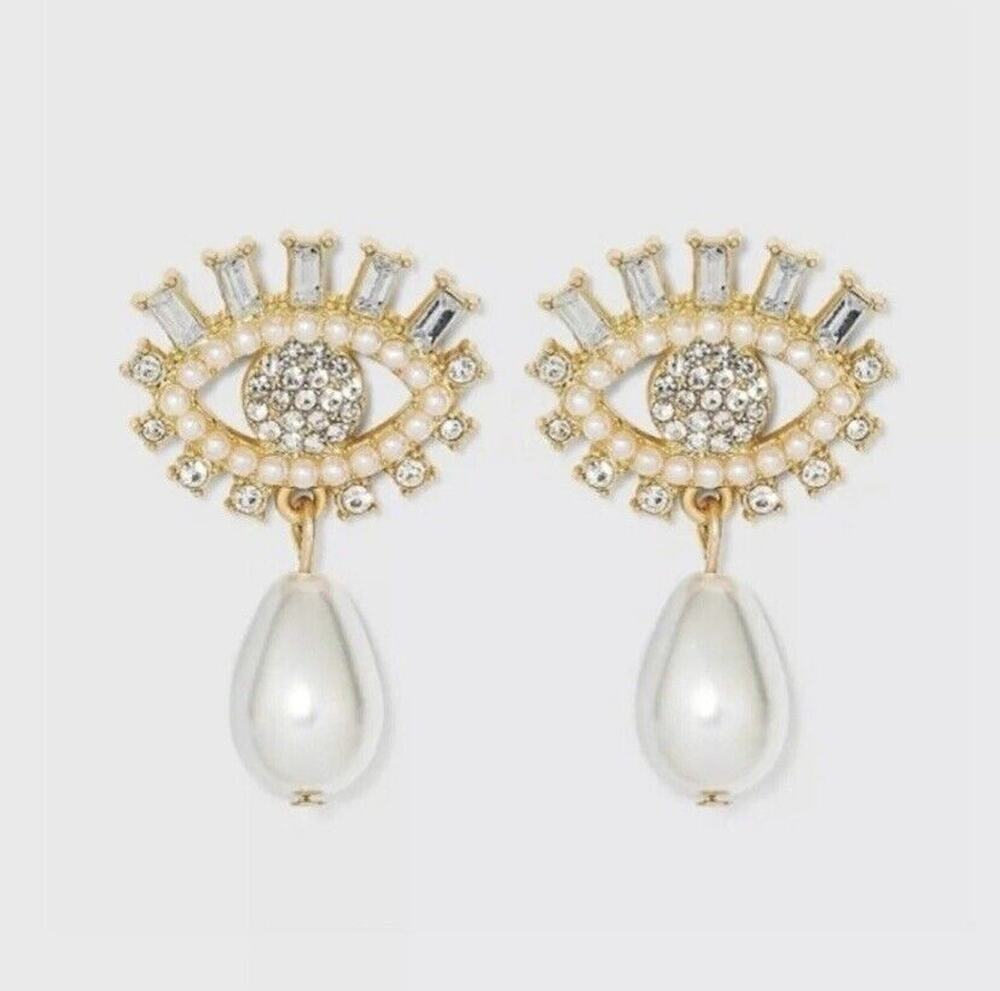 SUGARFIX by BaubleBar Evil Eye Faux Pearl Tear Drop New